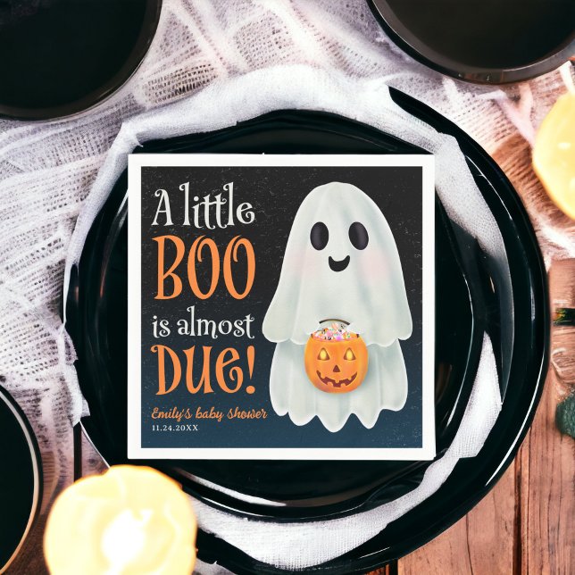Little boo spökpumpa Halloween babydusch Pappersservett (Little boo ghost pumpkin Halloween baby shower Napkins)