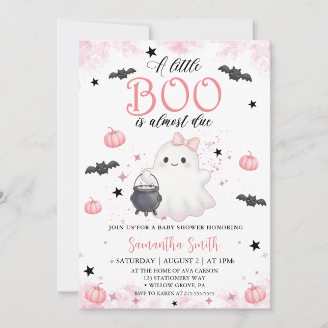 Little Boo Spooky Cute Flicka Baby-dusch Inbjudningar (Framsida)