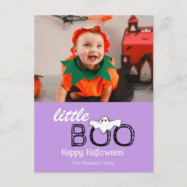 Little Boo! Spooky Cute Halloween-familjfoto Helg Vykort (Framsida)