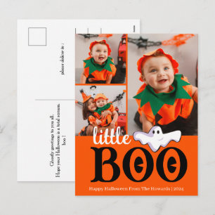 Little Boo! Spooky Cute Halloween-familjfoto Helg Vykort