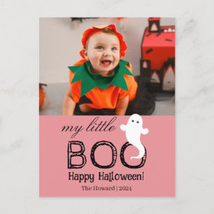 Little Boo! Spooky Cute Halloween-familjfoto Helg Vykort