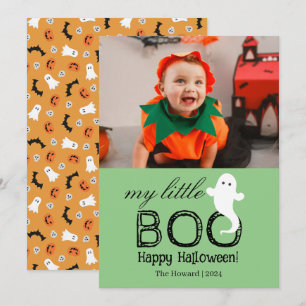 Little Boo! Spooky Cute Halloween-familjfoto Julkort