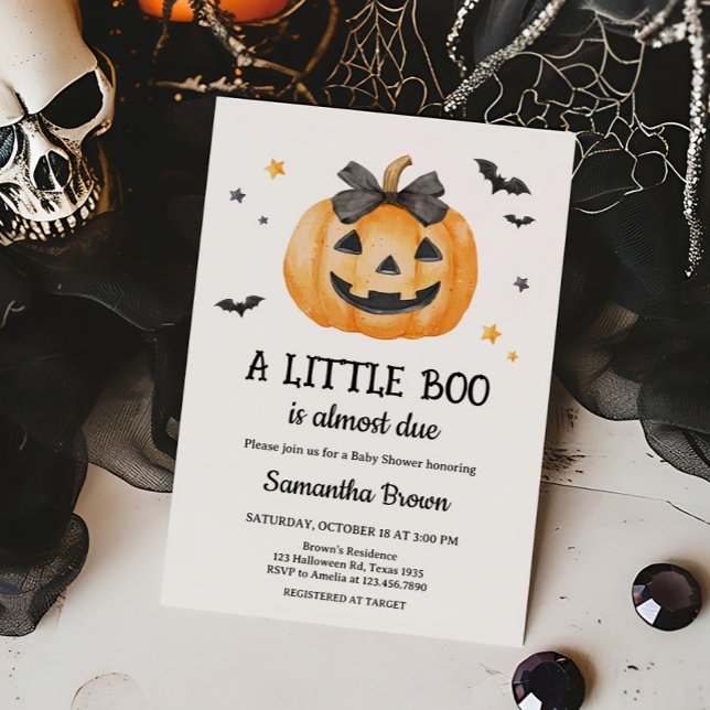Little Boo Spooky Pumpkin Baby Shower Inbjudningar (Spooky Little Boo Pumpkin Baby Shower Invitation)