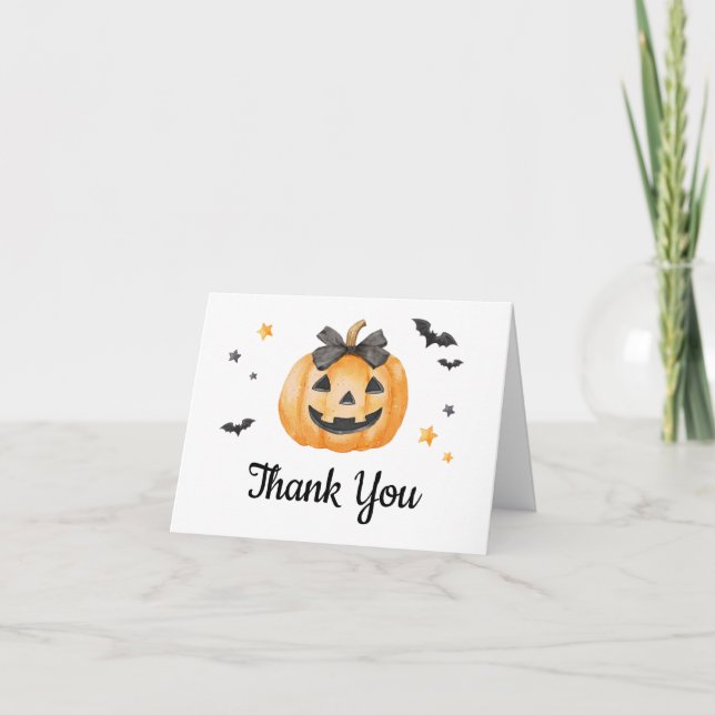 Little Boo Spooky Pumpkin Baby Shower Tack Kort (Framsida)