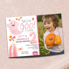 Little Boo Turing Two Halloween Birthday Inbjudningar