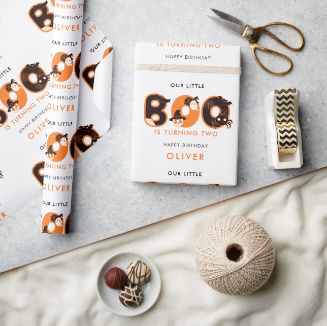 Little Boo Turing Two Namn Birthday Presentpapper (Hantverk)