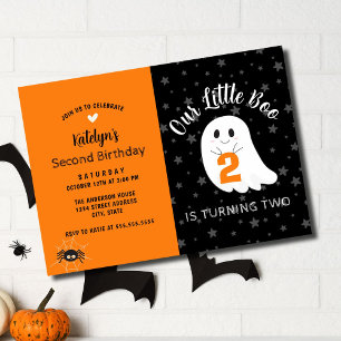 Little Boo Turning 2 Halloween andra födelsedagen Inbjudningar