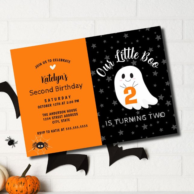 Little Boo Turning 2 Halloween andra födelsedagen Inbjudningar (Skapare uppladdad)