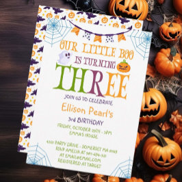Little Boo Turning tre Halloween 3:e födelsedagen Inbjudningar