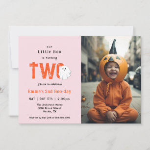 Little Boo Turning Two Girl Birthday Photo Inbjudningar