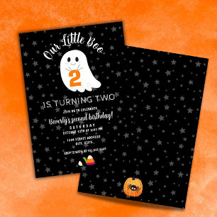Little Boo Turning Two Halloween 2nd Birthday Inbjudningar