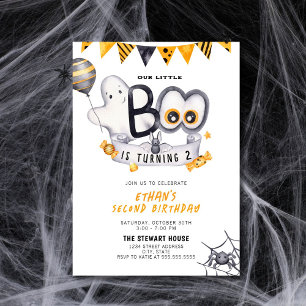 Little Boo Turning Two Halloween 2nd Birthday Inbjudningar
