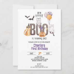Little Boo Turns One, Halloween 1st Birthday Inbjudningar