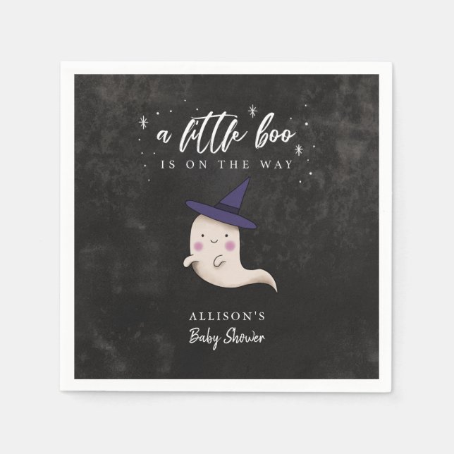 Little Boo Witch Ghost Baby Shower Pappersservett (Framsidan)