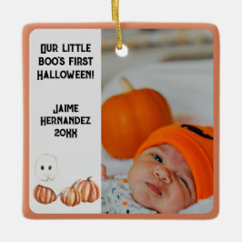 Little Boo's First Halloween Cute Photo Julgransprydnad Keramik