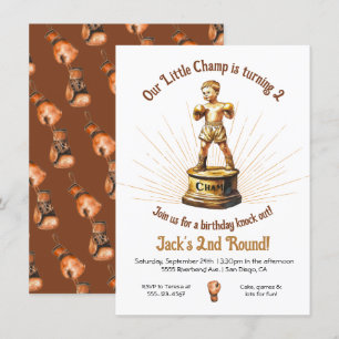 Little Boxing Champ Statue Birthday Inbjudningar