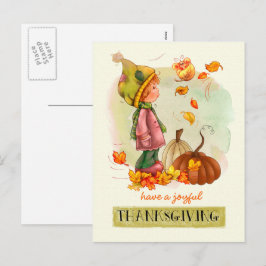 Little Boy and Butterfly Thanksgiving Helg Vykort