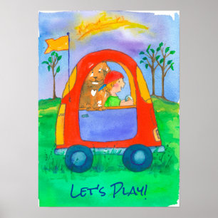 Little Boy and Hund Låt oss Play Poster
