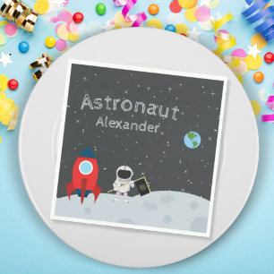 Little Boy Astronaut på Måne, First Namn Space Pappersservett