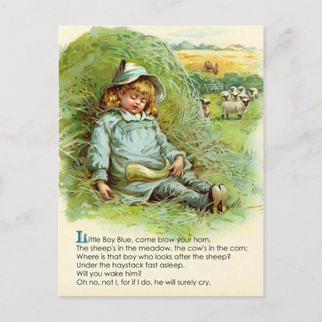 Little Boy Blue Nursery Rhyme Vykort (Framsida)