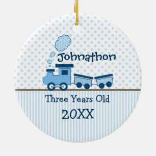 Little Boy Blue Tåg Dots Rand Photo Ornament