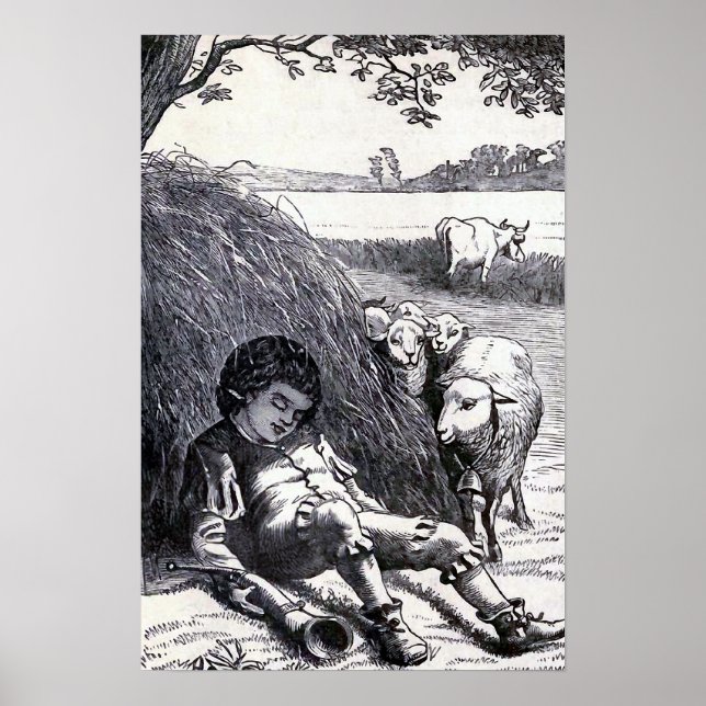"Little Boy Blue" Vintageillustration Poster (Framsidan)