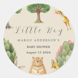 Little Boy Boho Woodland Animals Baby Shower Runt Klistermärke