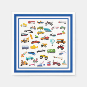 Little Boy Cars Fordon Mönster Kid Födelsedagsfest Pappersservett