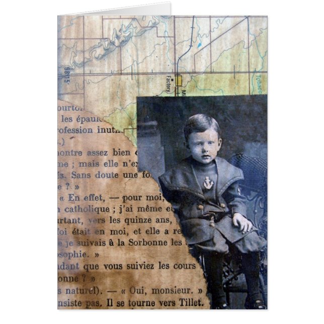 Little Boy Collage Hälsningskort (Framsidan)