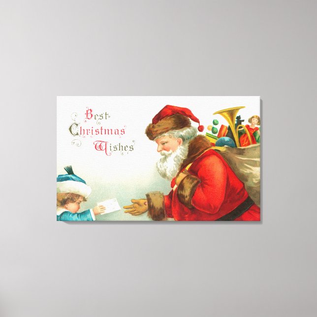 Little Boy Ge Santa a Brev Canvastryck (Framsida)