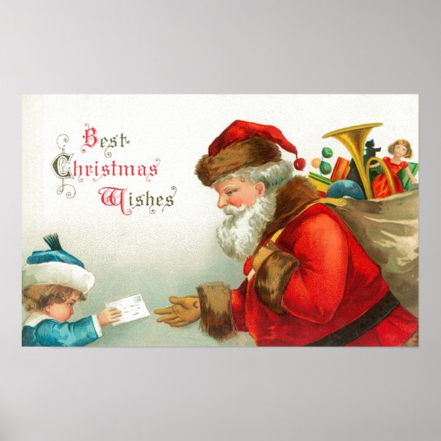 Little Boy Ge Santa a Brev Poster (Framsidan)