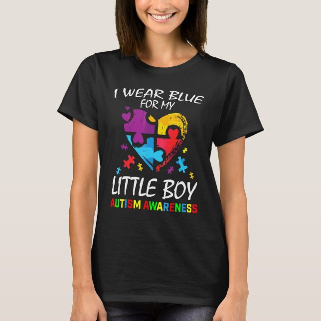 Little Boy I Bära Blue för min son Autism Awarenes T Shirt (Framsida)
