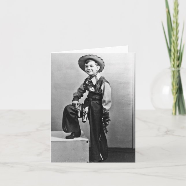 Little Boy i Cowboyuttjänt Notecard Kort (Framsida)