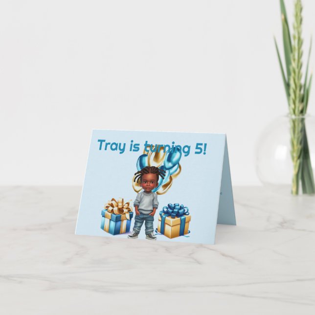 Little Boy Mörk Skin Braids Birthday-inbjudan Inbjudan (Framsida)