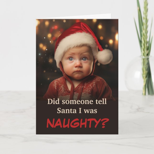 Little Boy Naughty List-julkort Kort (Framsida)