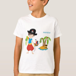 Little Boy Pirat med Treasure och Parrot T Shirt
