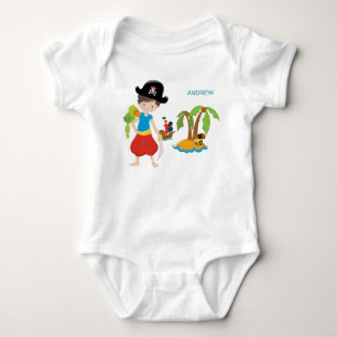 Little Boy Pirat med Treasure och Parrot T Shirt
