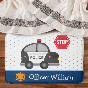 Little Boy Police Officer och Car Badrumsmatta