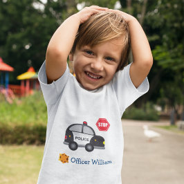 Little Boy Police Officer och Car T Shirt