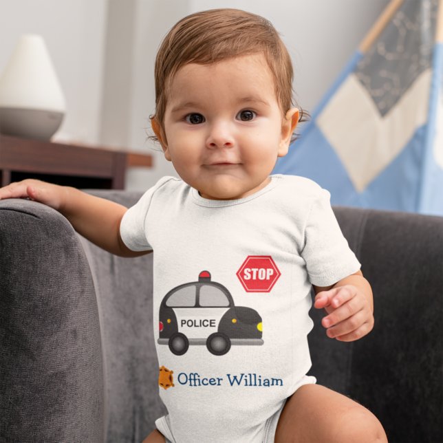 Little Boy Police Officer och Car T Shirt (Skapare uppladdad)