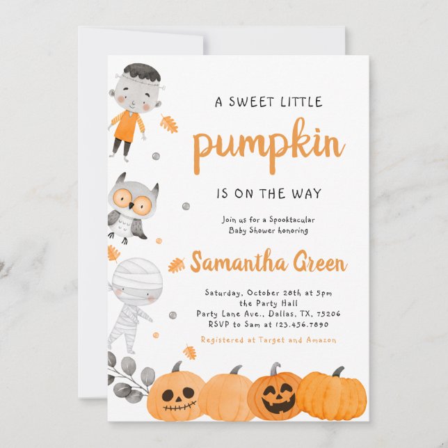 Little Boy Pumpkin Baby Shower-inbjudan Inbjudningar (Framsida)