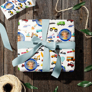 Little Boy Sak som flyttar Fordon Cars Kid Photo Presentpapper