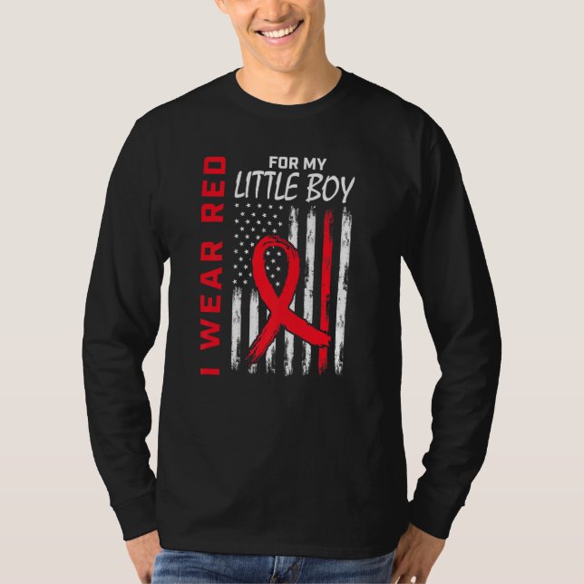 Little Boy Son Heart Disease Awareness Flag Matchi T Shirt (Framsida)