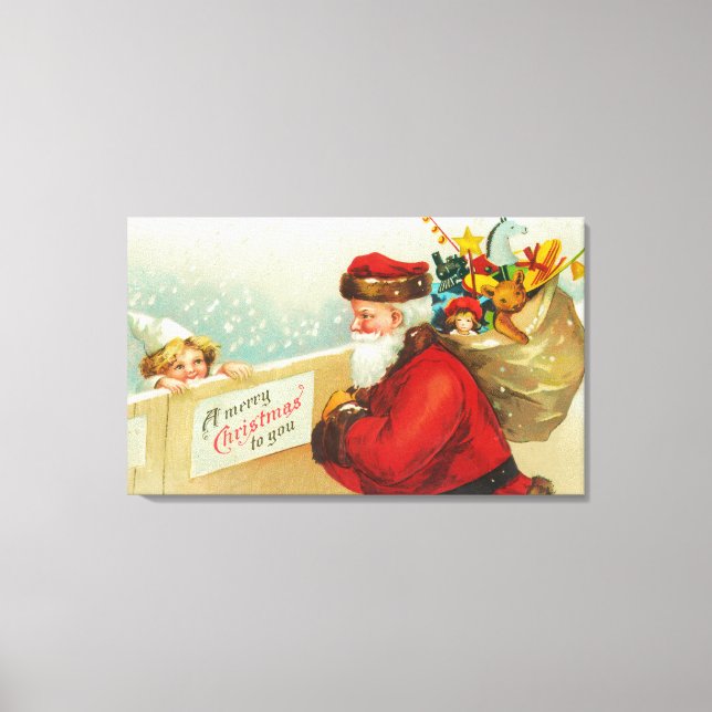 Little Boy Tittar över stängslet Canvastryck (Framsida)