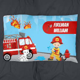 Little Boy's Tecknad Fireman med First Namn