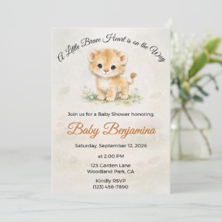 Little Brave Heart Safari Lejon Baby Shower Inbjudningar