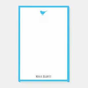Little Bright Himlar Blue Bird & Gräns on White Post-it Block