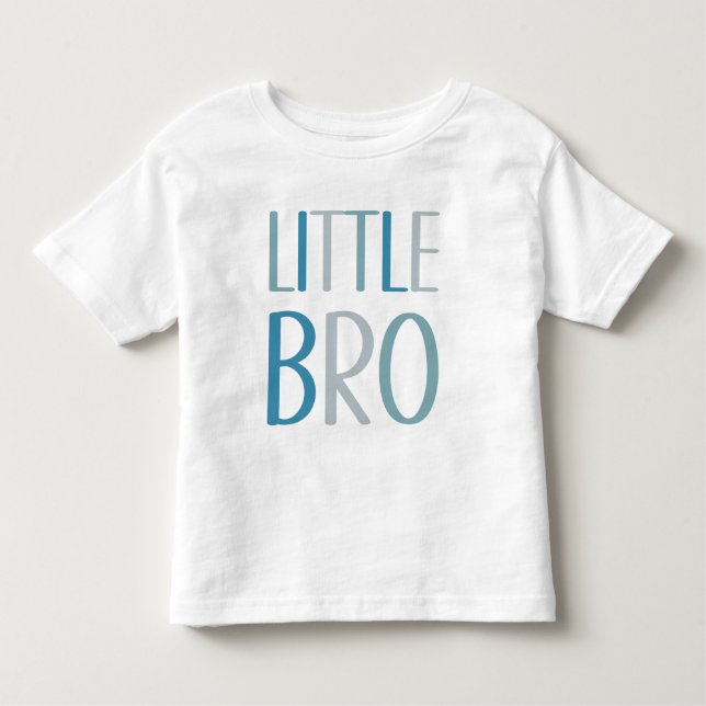 Little Bro Blue & Grönt Text Brother Syskon Boys T Shirt (Framsida)