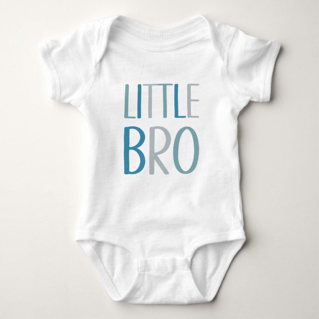 Little Bro Blue & Grönt Text Brother Syskon Boys T Shirt (Framsida)