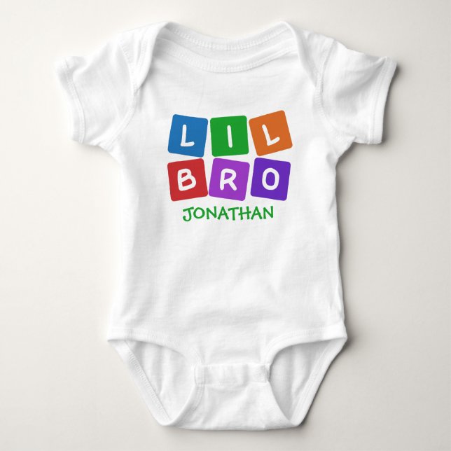 Little Bro CUSTOM NAME-kläder Tee (Framsida)